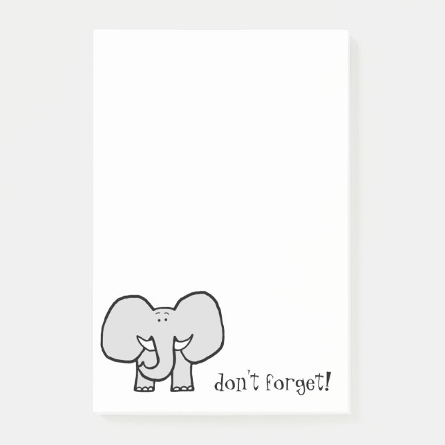 Bloco Post-it As orelhas grandes o elefante não esquecem notas (Frente)