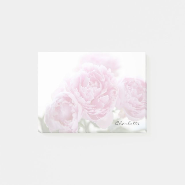 Bloco Post-it As peônias rosas pálido desvanecem-se (Frente)