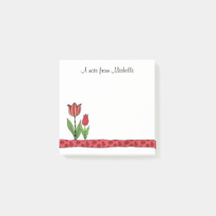 Bloco Post-it As tulipas vermelhas personalizaram 3 x 3