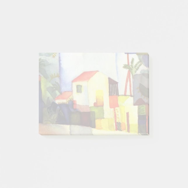 Bloco Post-it August Macke Bright House - Pintura Por Aquarela (Frente)