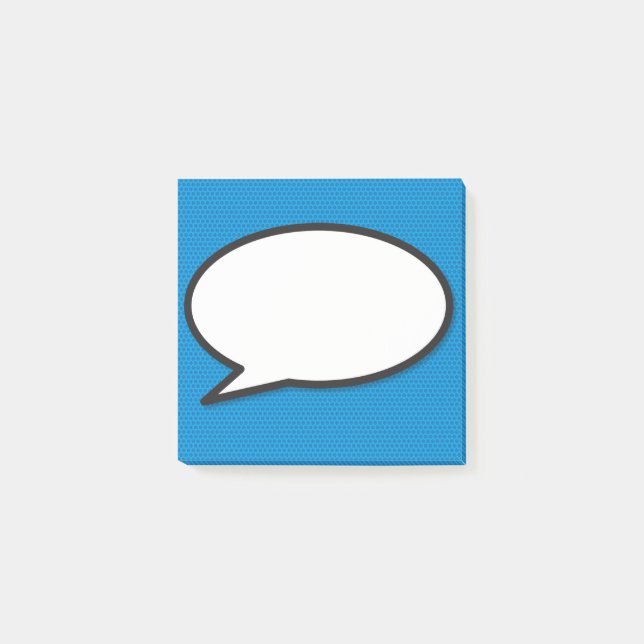 Bloco Post-it Azul-bolha de voz do livro de quadrinhos engraçado (Frente)