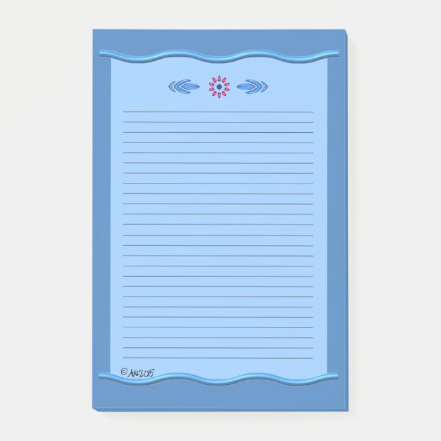 Bloco Post-it Azul clássico com bordas onduladas - AH2015 linhad (Frente)
