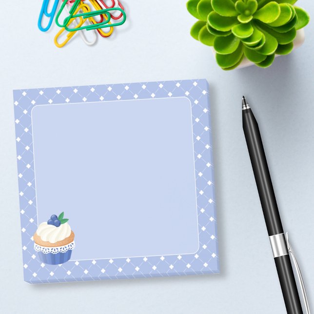 Bloco Post-it Azul delicioso Cupcake de mirtilo doce (Criador carregado)
