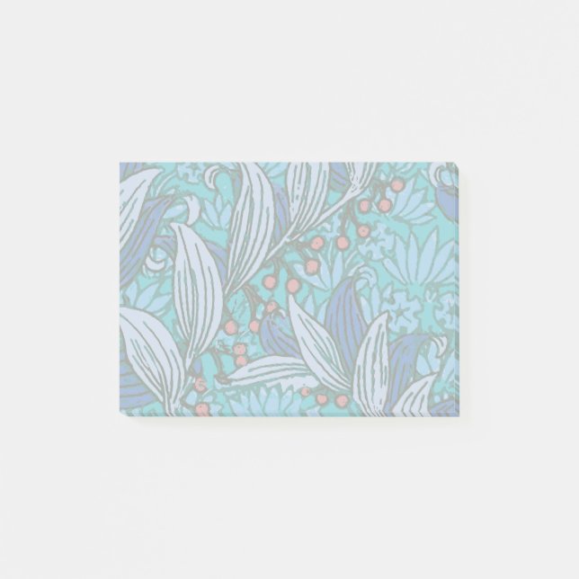 Bloco Post-it Azul Floral Antiquado Boho Moderno (Frente)
