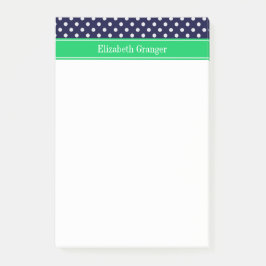 Bloco Post-it Azul Marinho Com Pontinho Branco Verde Esmeralda M