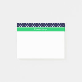 Bloco Post-it Azul Marinho Com Pontinho Branco Verde Esmeralda M