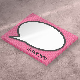 Bloco Post-it Balão de Fala de Quadrinhos Divertido Rosa Obrigad