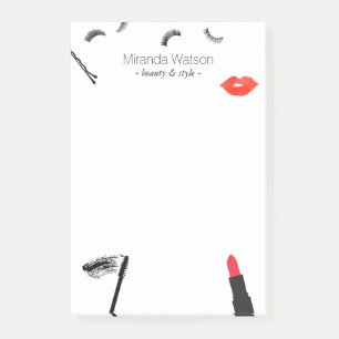 Bloco Post-it Beauty Biz Eyelashes Lábios Mascara Makeup Artista