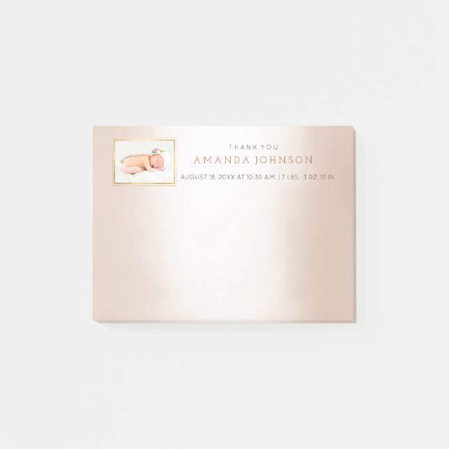 Bloco Post-it Bebê de Casamento Personalizado Obrigado Pelo Pres (Frente)