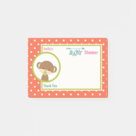 Bloco Post-it Bebê macaco com Obrigados de Chá de fraldas Pacifi