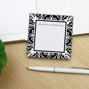Bloco Post-it Beira marroquina preta & branca   personalizado