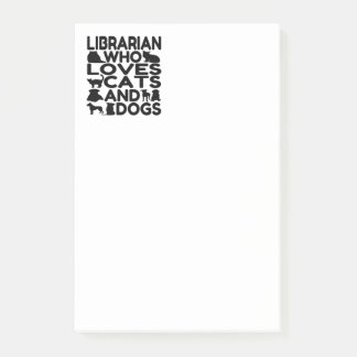 Bloco Post-it Bibliotecário que ama gatos e cães
