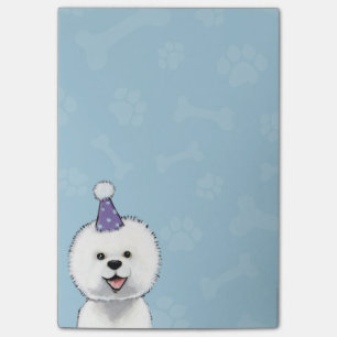 Bloco Post-it Bichon bonito Frise que veste um chapéu do partid