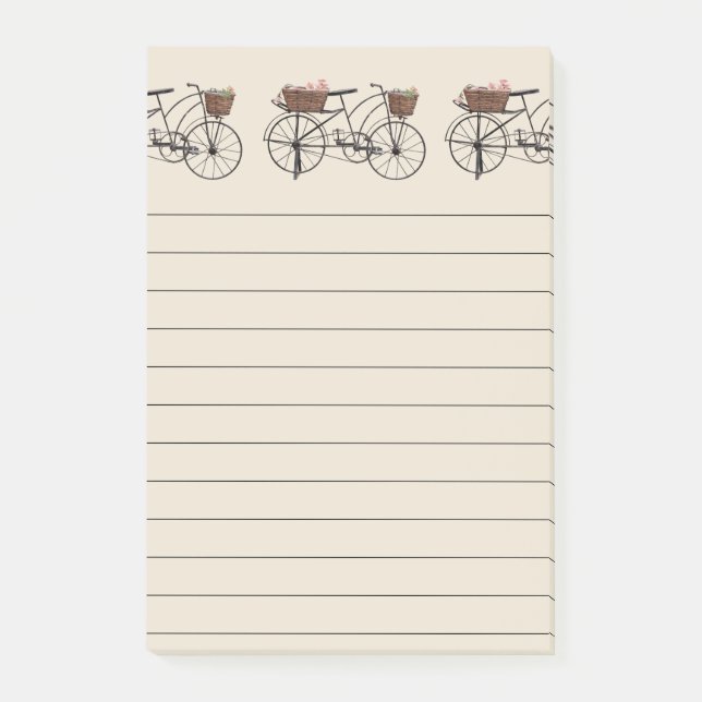 Bloco Post-it Bicicleta Antiga Com Cestas (Frente)