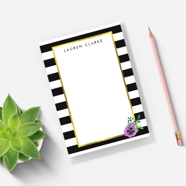 Bloco Post-it Black Stripe & Purple Pansy (Criador carregado)