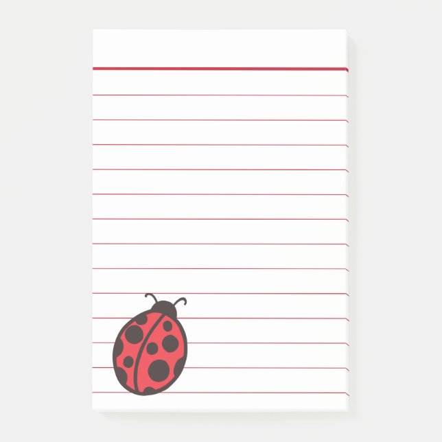 Bloco Post-it Blocos de Notas Adesivos Ladybug Vermelha (Frente)