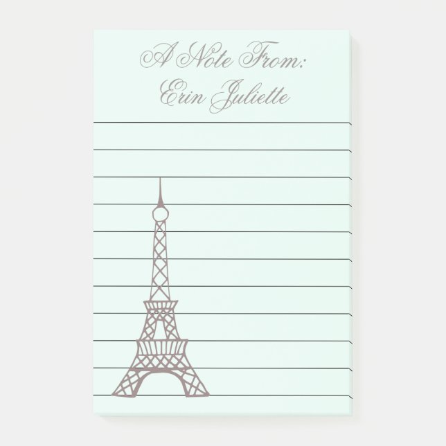 Bloco Post-it Blocos de Notas Personalizados da Torre Eiffel Ver (Frente)