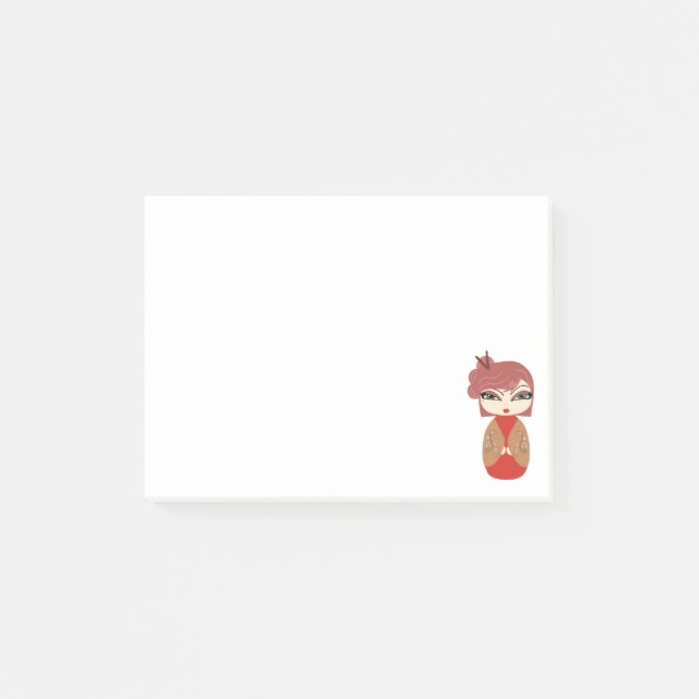 Bloco Post-it Blocos de Notas Post-it® Boneca Kokeshi Vermelha 4 (Frente)
