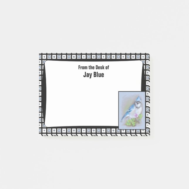 Bloco Post-it Blue Jay no Primavera com Oxalis no padrão quadrad (Frente)