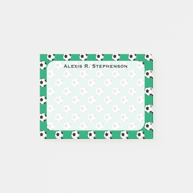 Bloco Post-it Bolas de futebol Monogram Shamrock Verde (Frente)