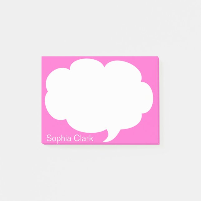 Bloco Post-it Bolha cor-de-rosa da conversa arredondada (Frente)