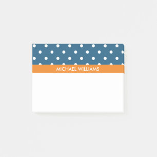 Bloco Post-it Bolinhas Azuis com Faixa Laranja