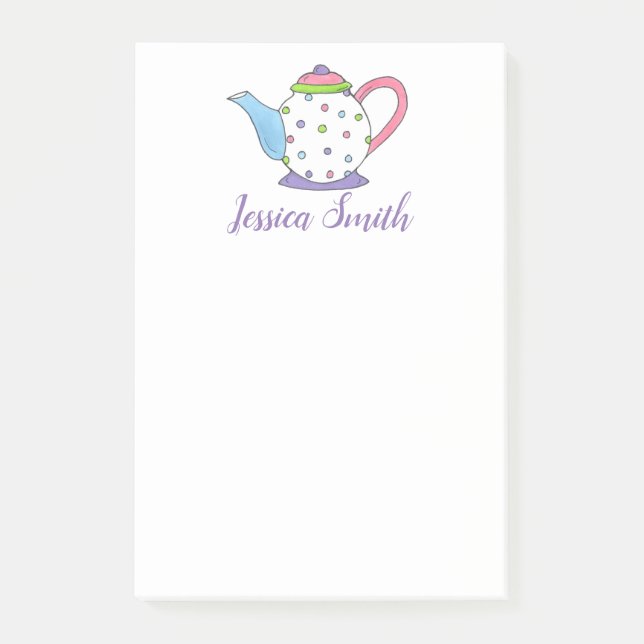 Bloco Post-it Bolinhas Pastel Teapot Party Gift Posta (Frente)