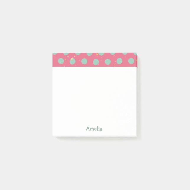 Bloco Post-it Bolinhas personalizadas do Aqua com estrelas (Frente)