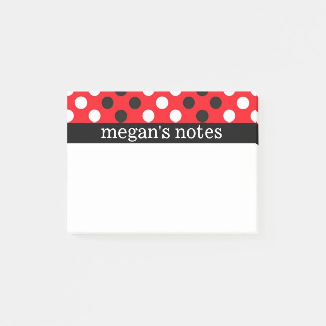 Bloco Post-it Bolinhas vermelhas & pretas (Frente)