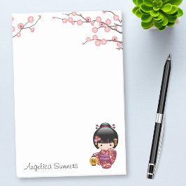 Bloco Post-it Boneca Sakura Kokeshi - Garota Kimono Geisha