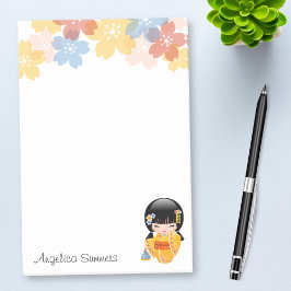Bloco Post-it Boneca Summer Kokeshi - Garota Kimono Geisha Amare
