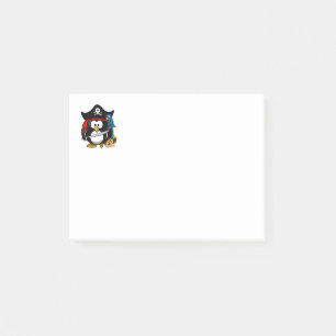 Bloco Post-it Bonita Cartoon Pirate Penguin com papagaio