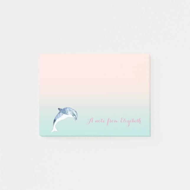 Bloco Post-it Bonito Adorável  Elegante  ,Golfinho,Personalizado (Frente)