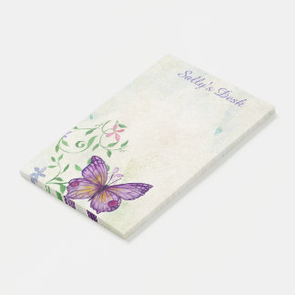 Bloco Post-it Bonito Vintage Watercolor Butterfly Personalizada