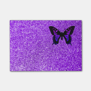 Bloco Post-it Borboleta Roxa com Brilho