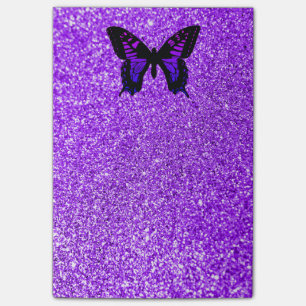 Bloco Post-it Borboleta Roxa com Brilho