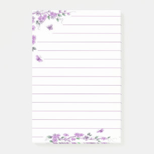 Bloco Post-it Borboleta roxa floral