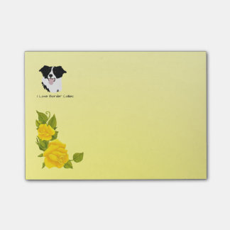 Bloco Post-it Border collie e rosas amarelos