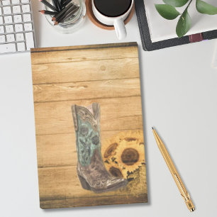 Bloco Post-it Bota de girassol do País Ocidental com tempo