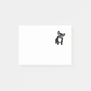 Bloco Post-it Buldogue francês preto e branco