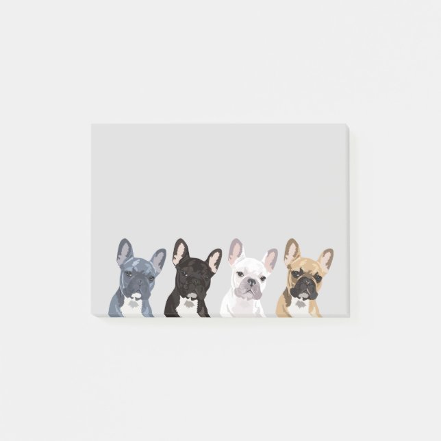 Bloco Post-it Bulldogs Franceses | Cachorro Francês Fofo (Frente)