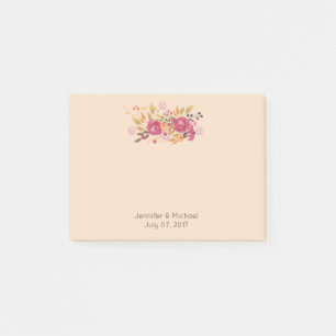 Bloco Post-it Buquê de Flor Cor-de-Rosa e Laranja no Plano de F