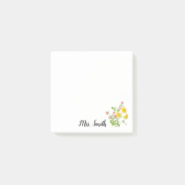 Bloco Post-it Buquê de flores de trevo monograma professor
