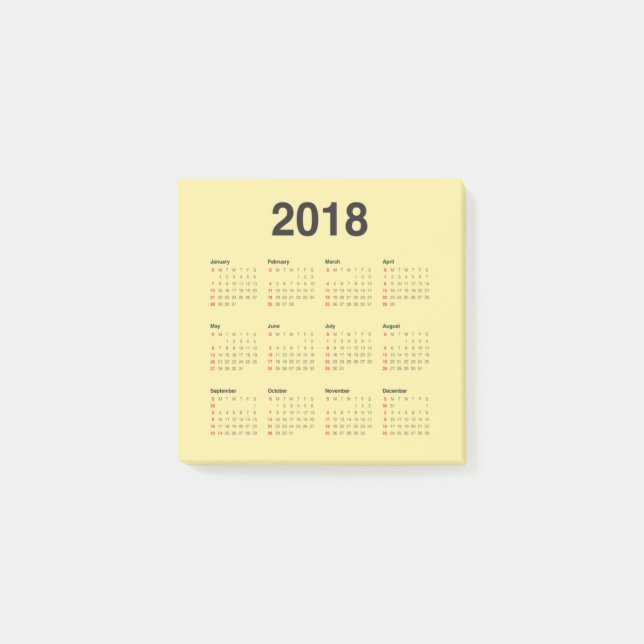 Bloco Post-it Calendário 2018 (Frente)