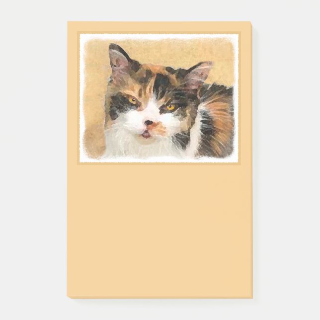 Bloco Post-it Calico Cat Painting - Gato Original Bonito (Frente)