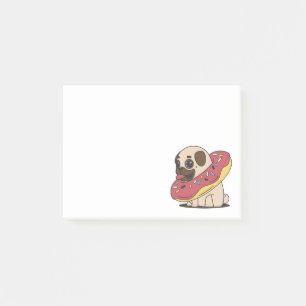 Bloco Post-it Cão adorável do Pug dos desenhos animados