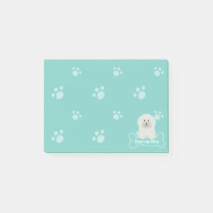 Bloco Post-it Cão Cachorro Pupado Cachorro Branco Fluffy Monogr