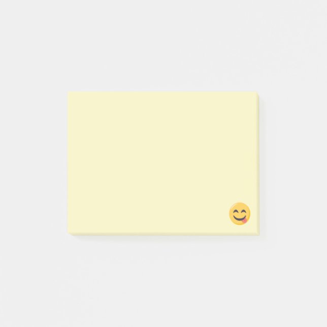 Bloco Post-it Cara de sorriso com língua Emoji (Frente)