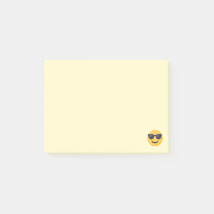 Bloco Post-it Cara de sorriso com óculos de sol Emoji