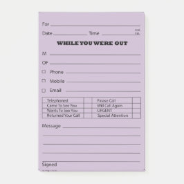 Bloco Post-it Cargo roxo da mensagem de telefone é